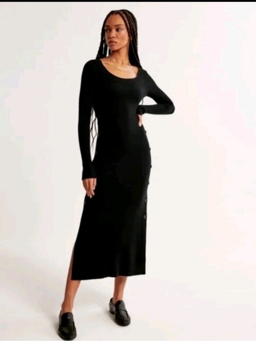 Abercrombie & Fitch Nicole Benefield Ribbed Sweater Dress Black size Small NWT